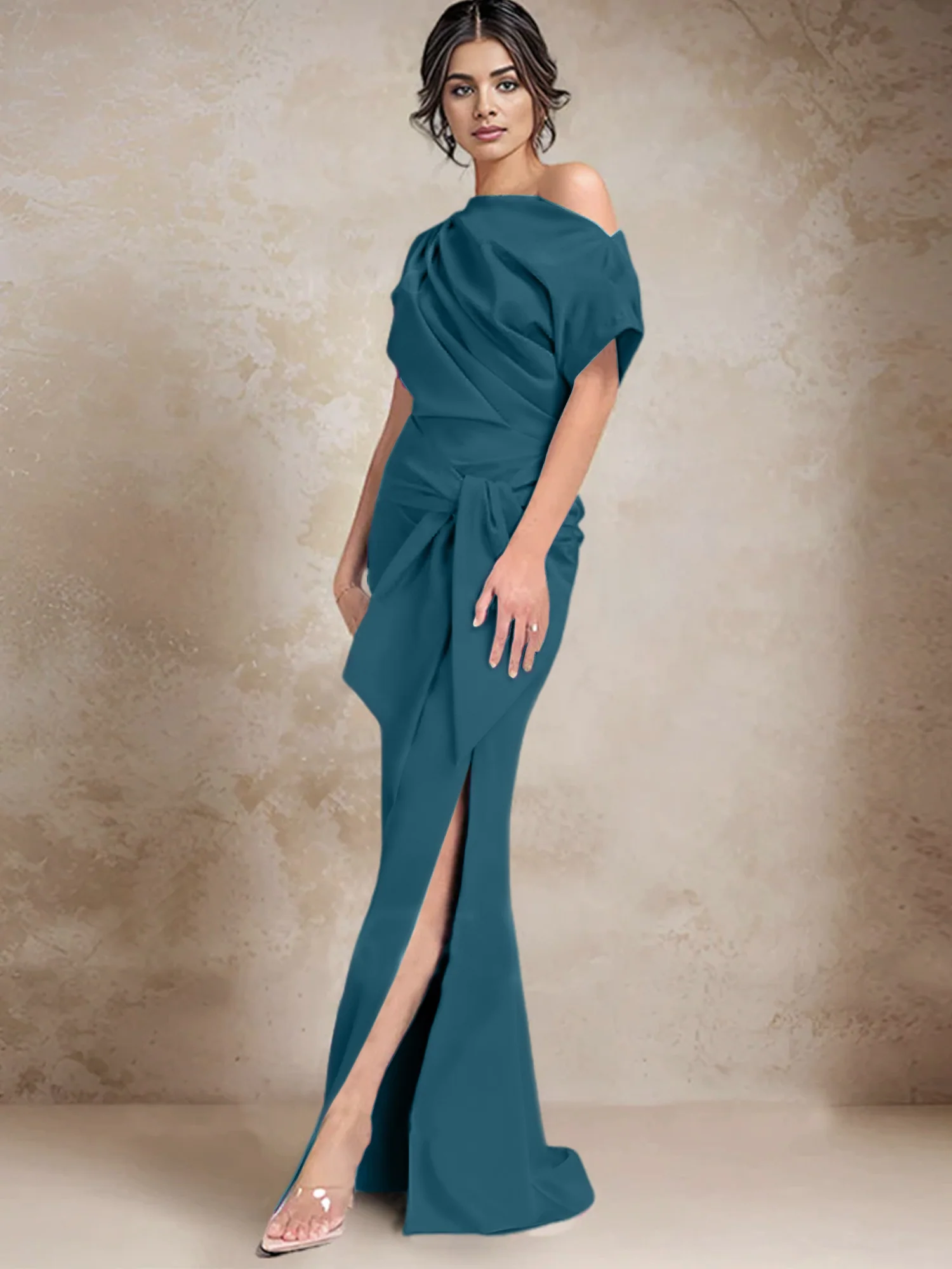 Trumpet/Mermaid One-Shoulder Mother of the Bride Dresses with Split Side - Image 65