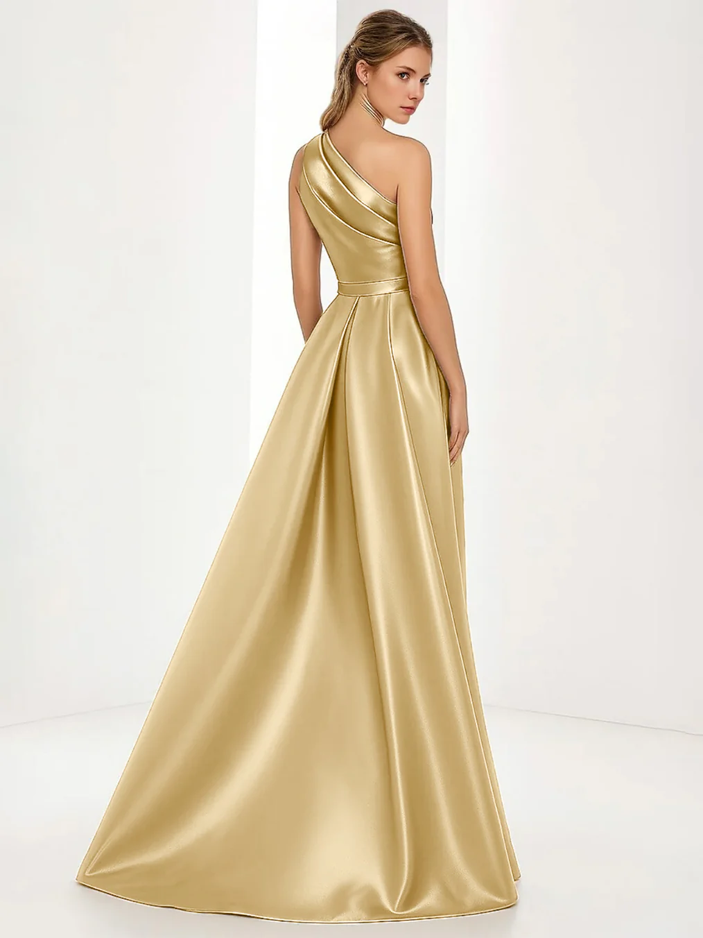 Trumpet/Mermaid One-Shoulder Sleeveless Ruched Floor-Length Pleated Evening Dresses with Slit - Image 2