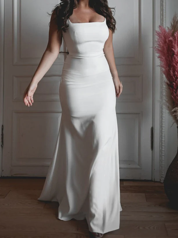 Trumpet/Mermaid Square Neck Floor-Length Wedding Dress - Image 2