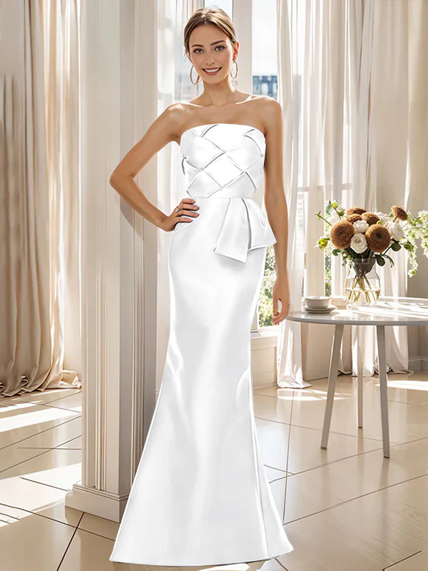 Trumpet/Mermaid Strapless Sleeveless Floor-Length Mother of the Bride Dresses with Bowknot - Image 59