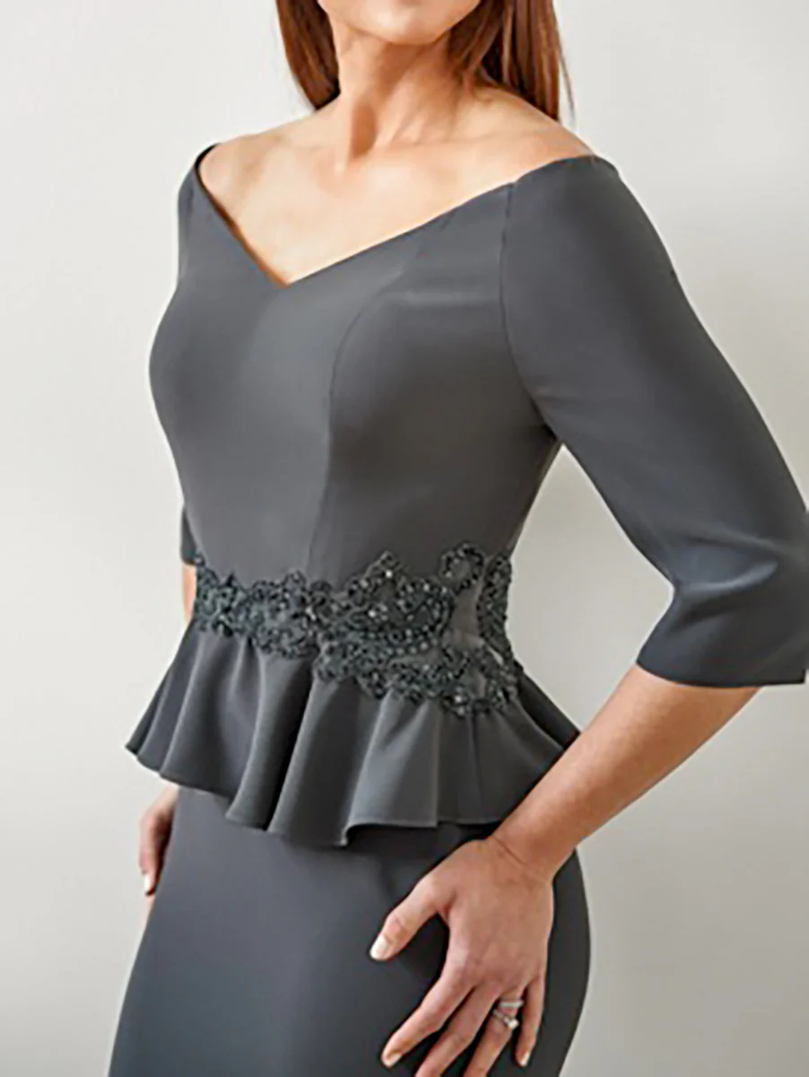 Trumpet/Mermaid V-Neck Mother Of The Bride Dresses with Ruffles & Appliques - Image 4