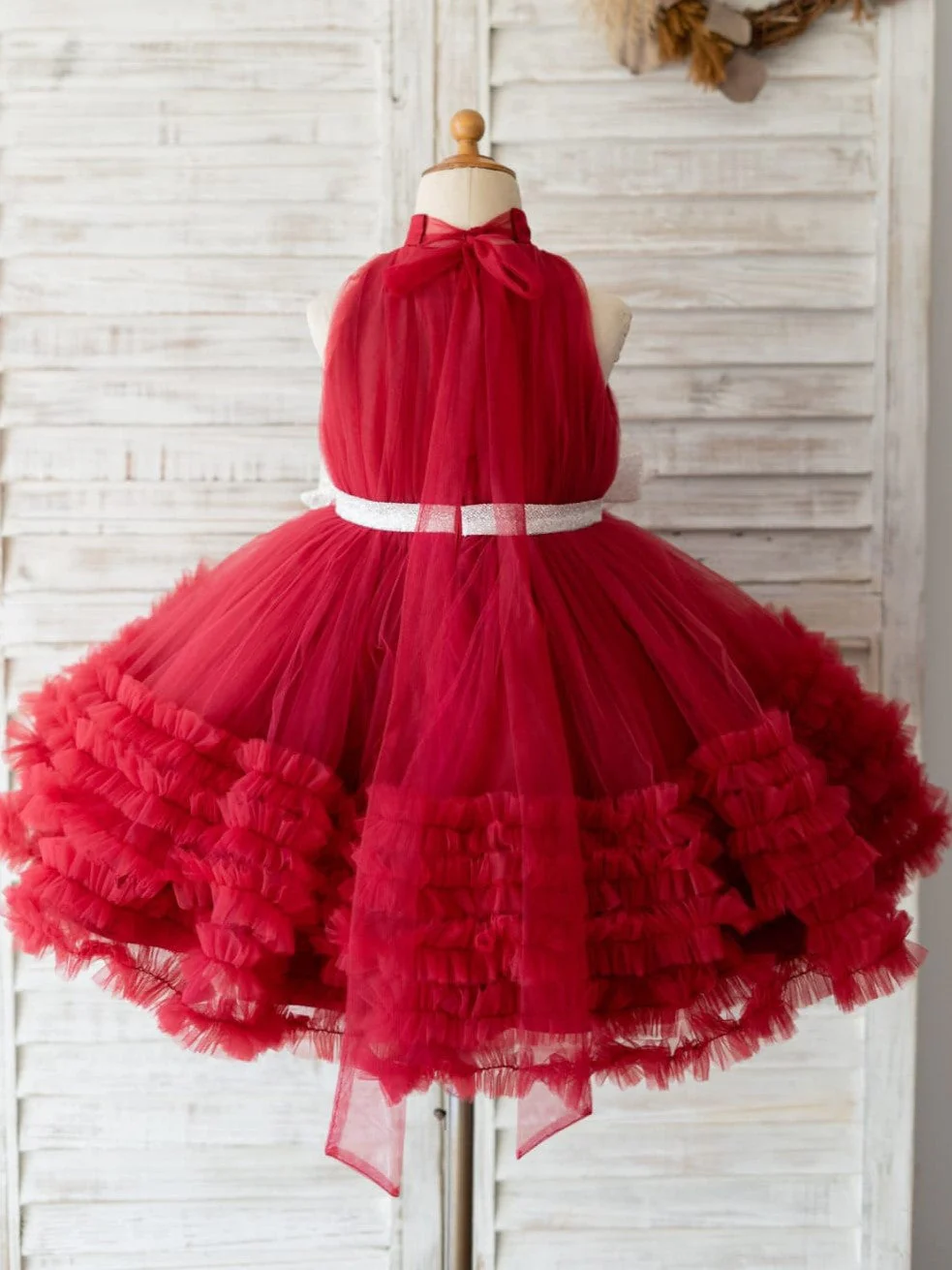 Tulle Knee-length Burgundy Dress - Image 2
