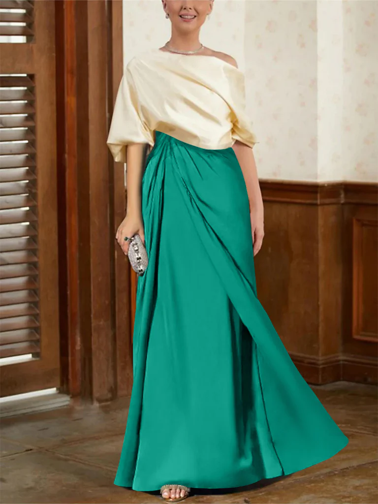 A-Line/Princess Half Sleeves Cowl Neck Mother of the Bride Dresses - Image 41