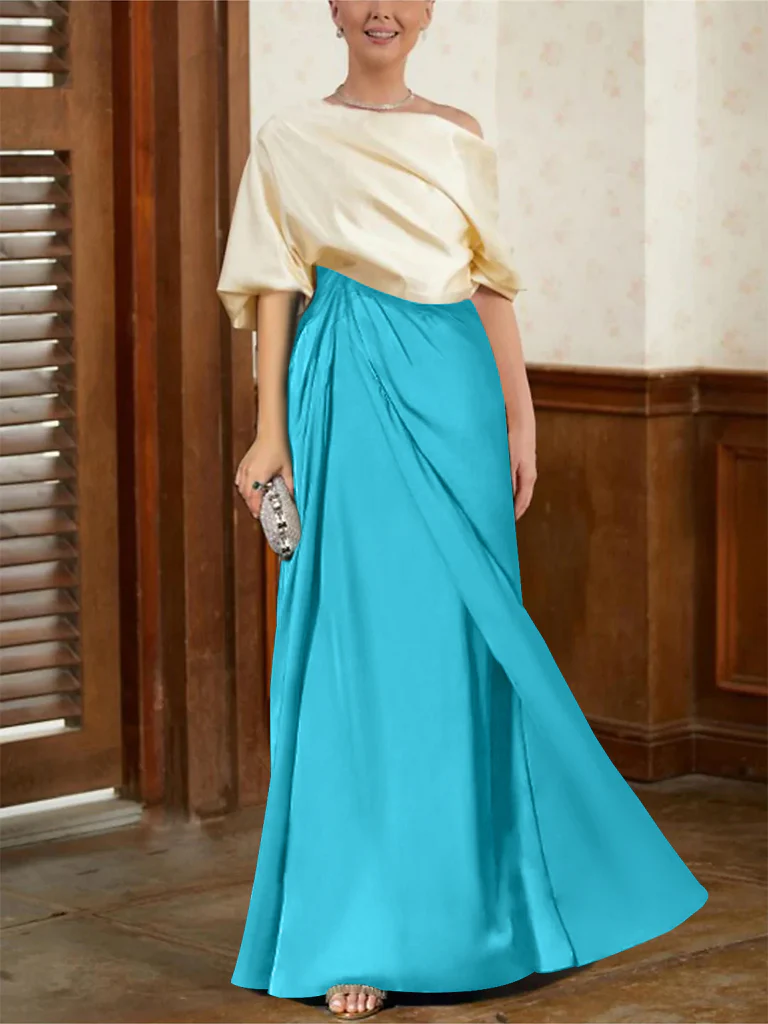 A-Line/Princess Half Sleeves Cowl Neck Mother of the Bride Dresses - Image 52