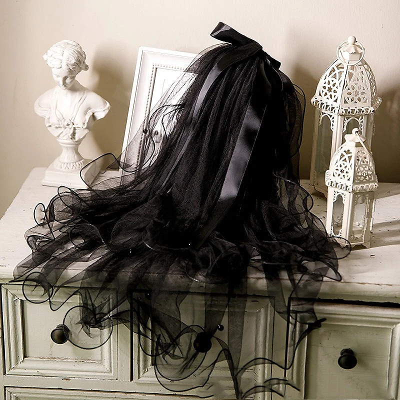 Two-tier Pearls Wedding Veil / Fingertip Veils - Image 2