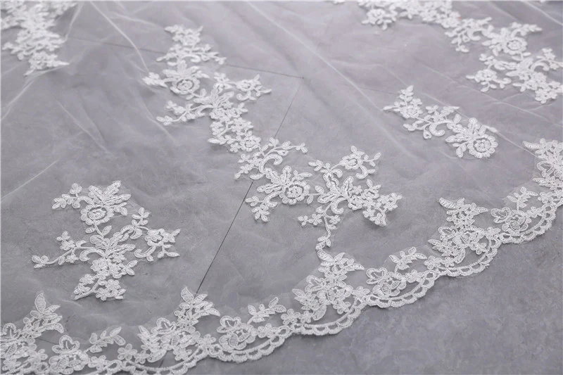 Two-tier Stylish Wedding Veil with Appliques - Image 5