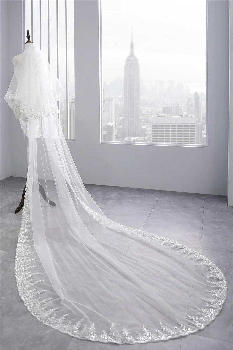 Two-tier Stylish Wedding Veil with sequins - Image 2