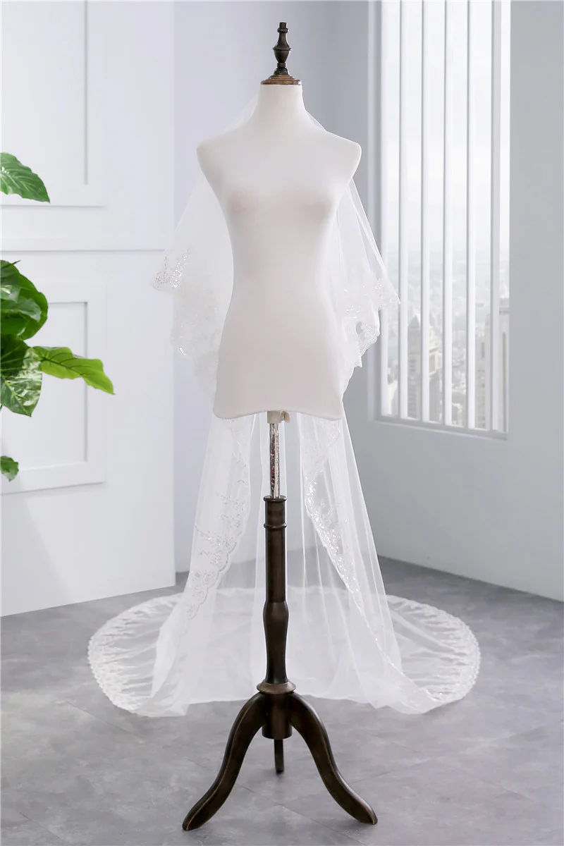 Two-tier Stylish Wedding Veil with sequins - Image 3