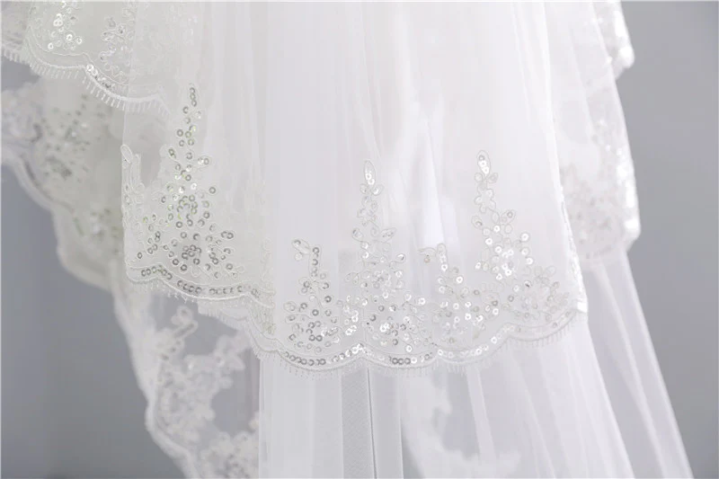 Two-tier Stylish Wedding Veil with sequins - Image 4