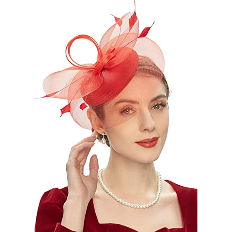 Unique Tulle Bow Hat Fascinators Cocktail Royal Astcot Flower Closed circle Hats - Image 2