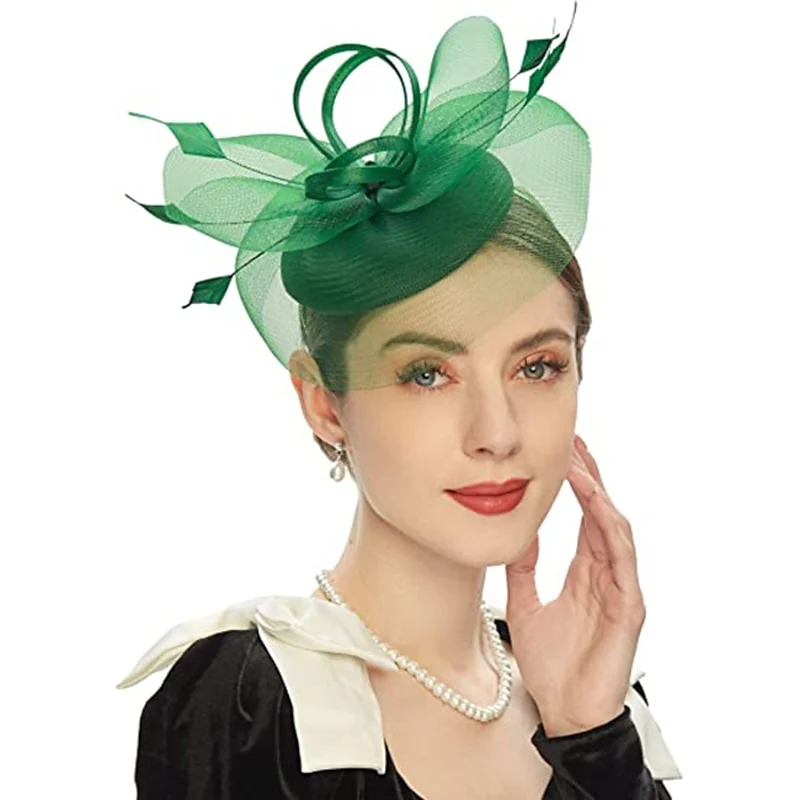 Unique Tulle Bow Hat Fascinators Cocktail Royal Astcot Flower Closed circle Hats - Image 4