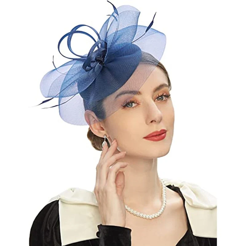 Unique Tulle Bow Hat Fascinators Cocktail Royal Astcot Flower Closed circle Hats - Image 5