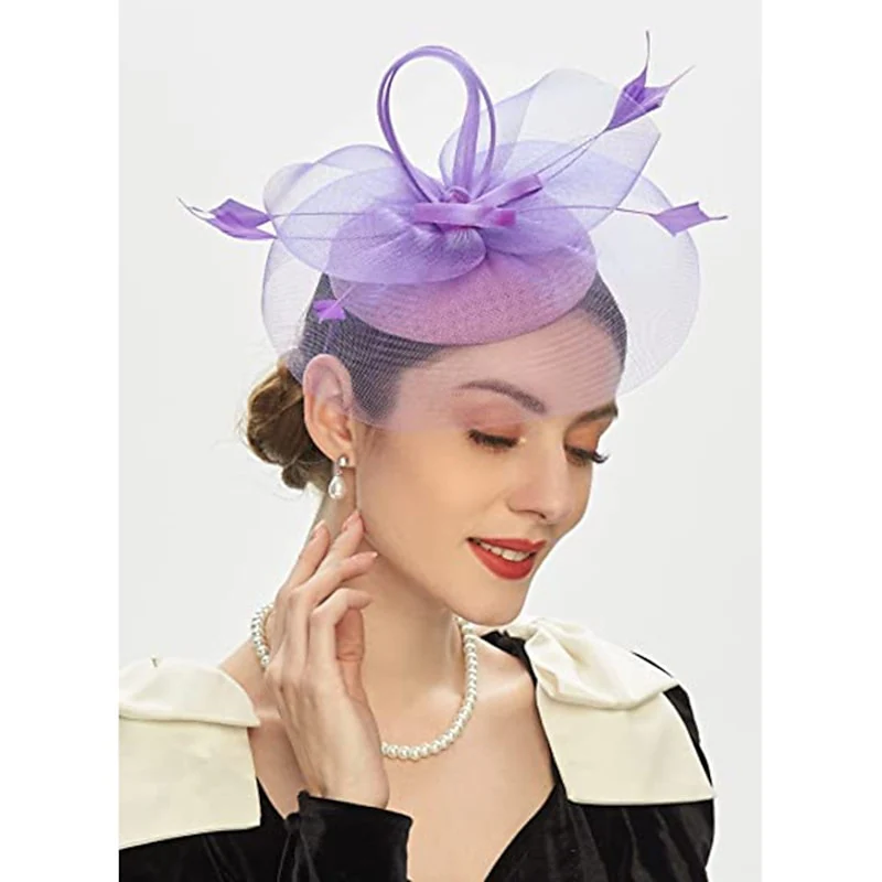 Unique Tulle Bow Hat Fascinators Cocktail Royal Astcot Flower Closed circle Hats - Image 6