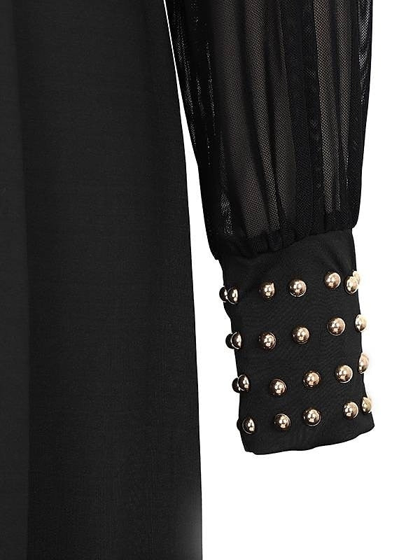 V-Neck Long Sleeves Floor-Length Wedding Guest Jumpsuits with Metallic Studs - Image 5