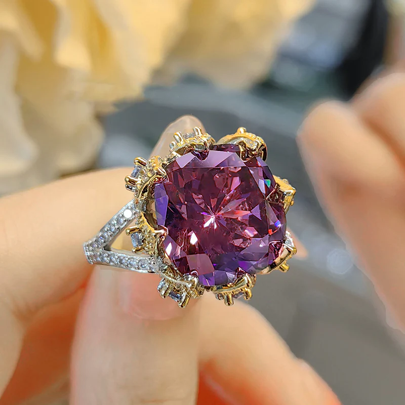 Vintage Luxury Square Bird Nest Gemstone Ring - Image 3