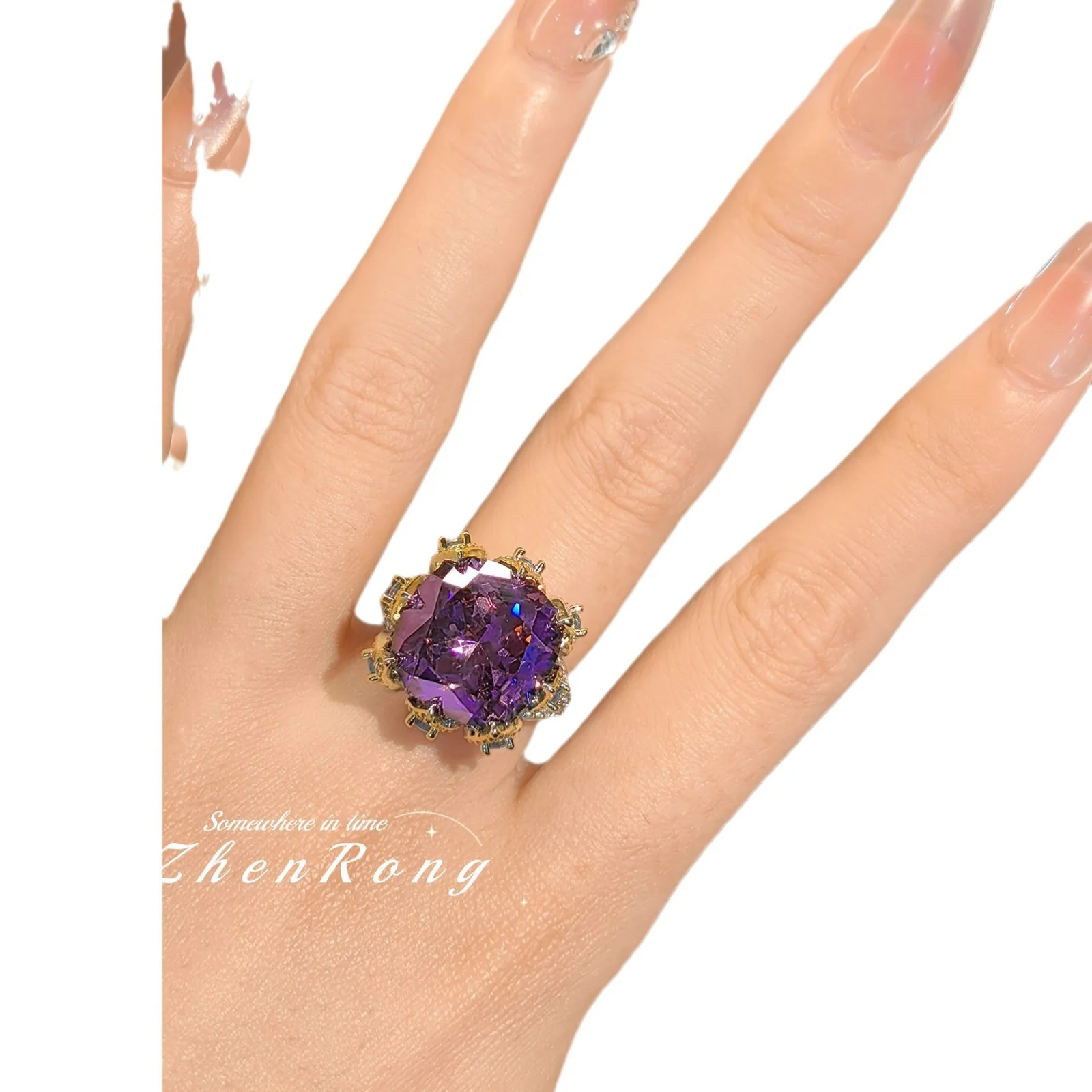 Vintage Luxury Square Bird Nest Gemstone Ring - Image 5