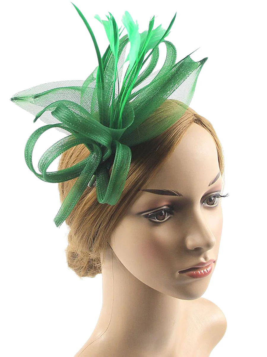 Vintage Organza Wedding Floppy Hat Fascinators/Headpiece with Feather & Bow - Image 5