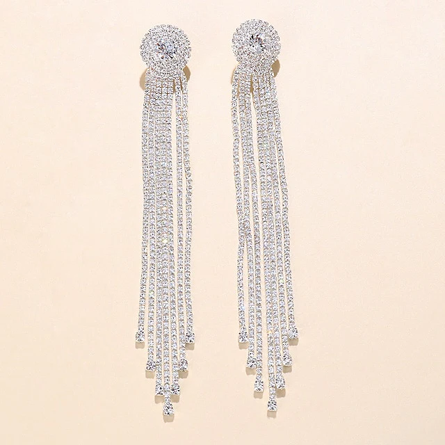 Wedding Party Hoop Earrings Tassel Fringe - Image 2