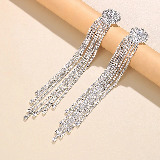 Wedding Party Hoop Earrings Tassel Fringe - Image 3