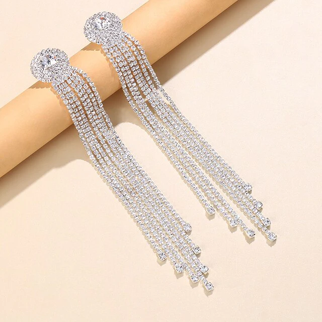 Wedding Party Hoop Earrings Tassel Fringe - Image 4