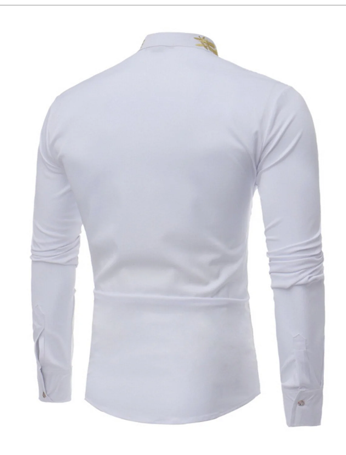 White Burgundy Black Men's Long Sleeves Casual Shirt - Image 2