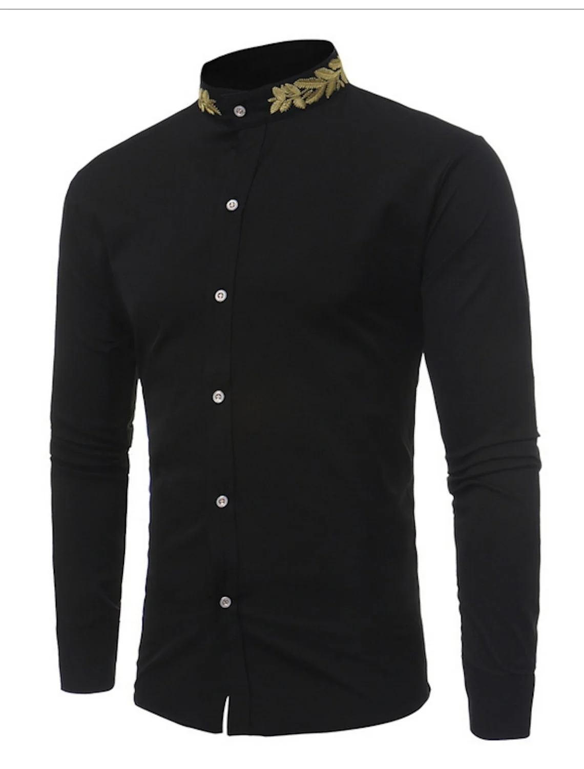 White Burgundy Black Men's Long Sleeves Casual Shirt - Image 4