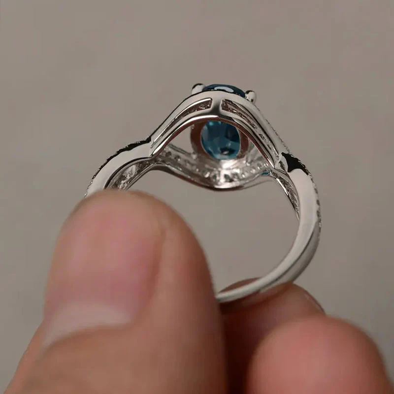 White Gold Sterling Silver Oval Cut Women's Ring Valentine's Day Engagement Wedding Jewelry - Image 3