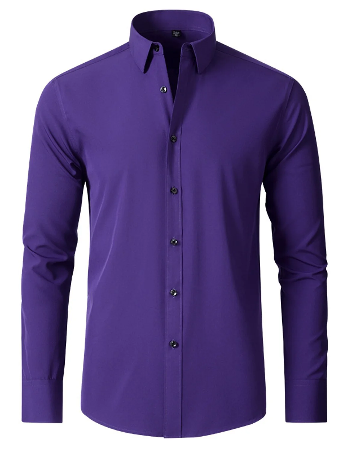 White Red Black Purple Pink Men's Long Sleeves Classic Solid Color Shirt - Image 5