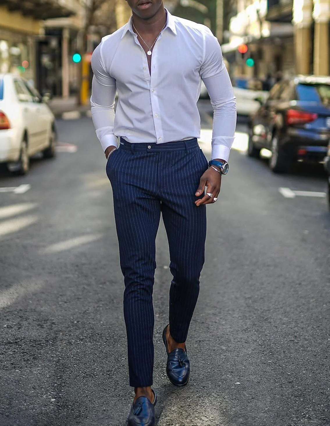 White Shirt Men's Standard Fit Long Sleeves Solid Color Cotton Blend Shirt - Image 2