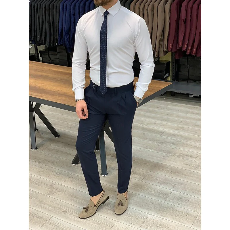 White Shirt Men's Standard Fit Long Sleeves  Solid Color Shirt - Image 2