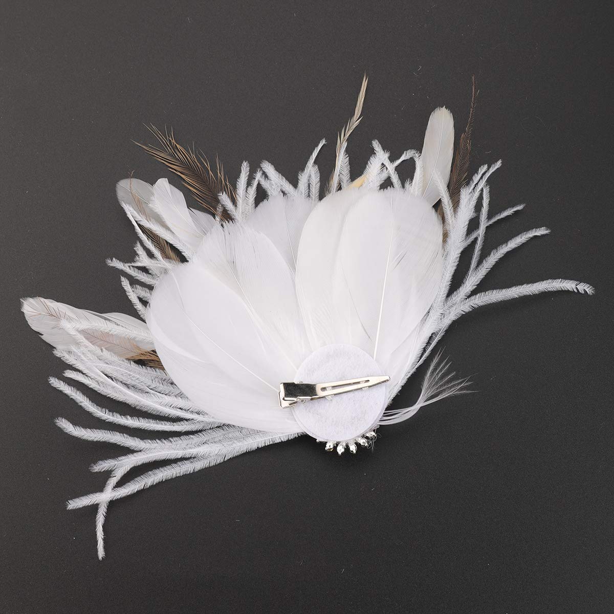 White Vintage Classical Feather Wedding Elegant Hat Fascinators/Headpiece with Crystal - Image 5