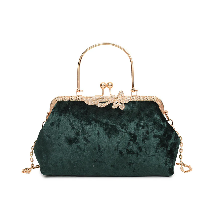 Wine Red Delicate Fashion Velvet High-End Evening Clutch Bag - Image 8