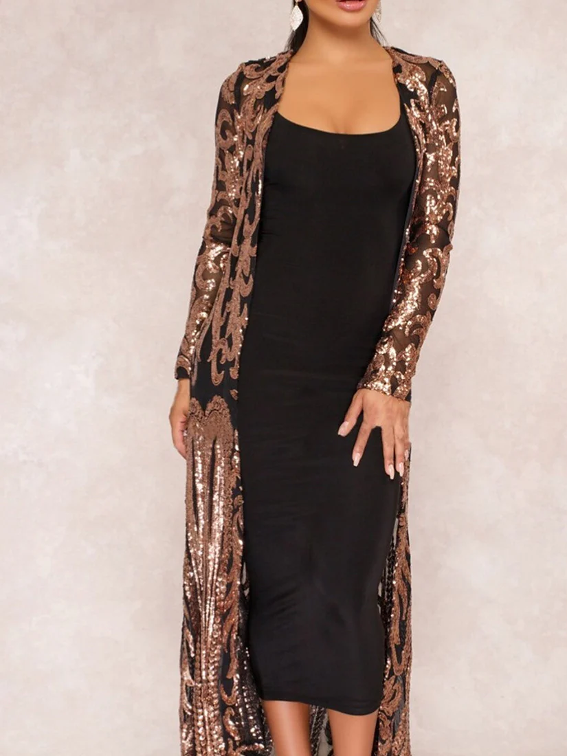 Women‘s Wrap/Coats/Jackets with Totem/Sequins/Appliques Ankle-Length Long Sleeves Wedding Wraps - Image 3