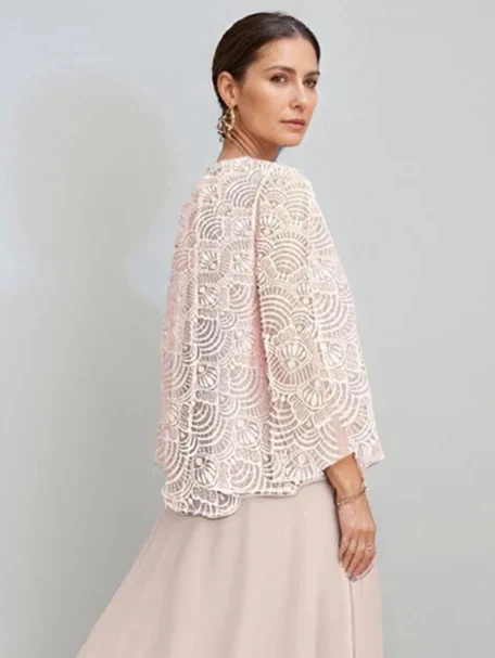 Women's 3/4 Sleeves Open-front Lace Jackets - Image 2