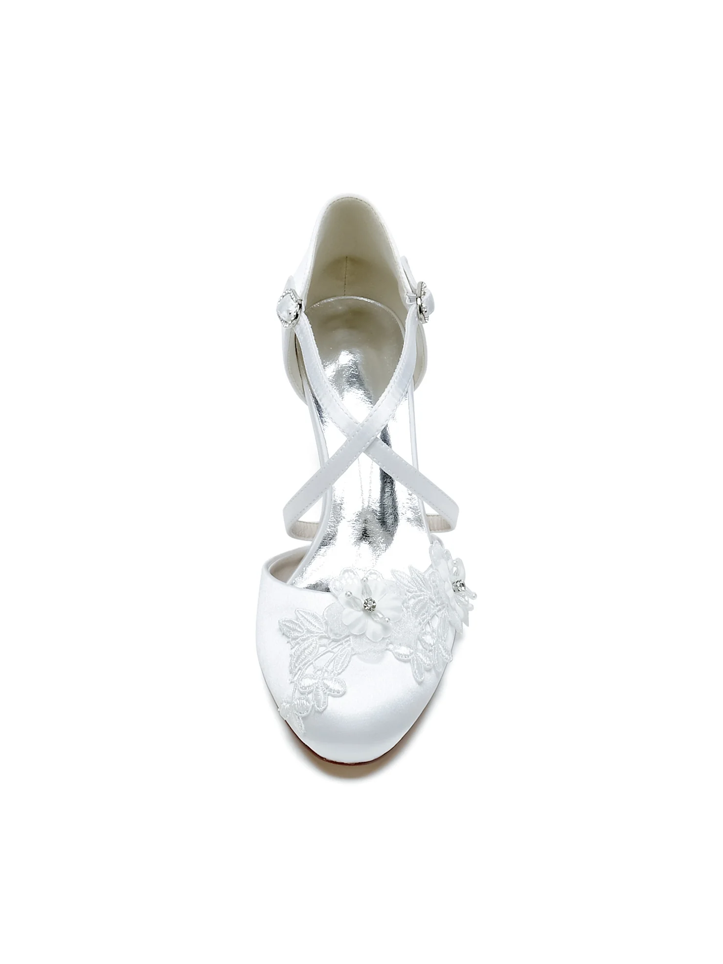 Women's Applique Mid Heel Pointed Toe Bridal Shoes - Image 3