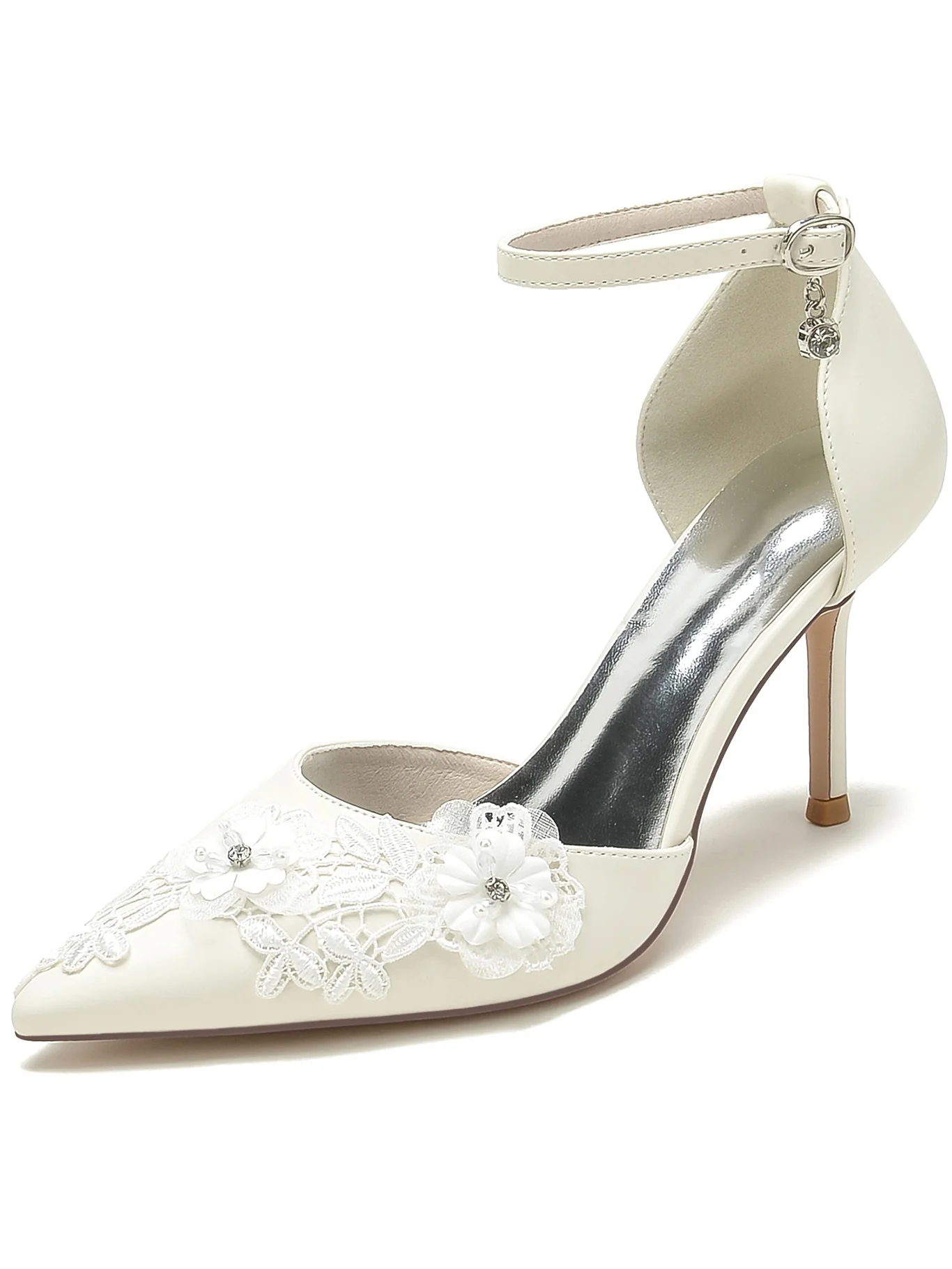 Women's Applique Stiletto Heel Pointed Toe Bridesmaid Shoes - Image 7