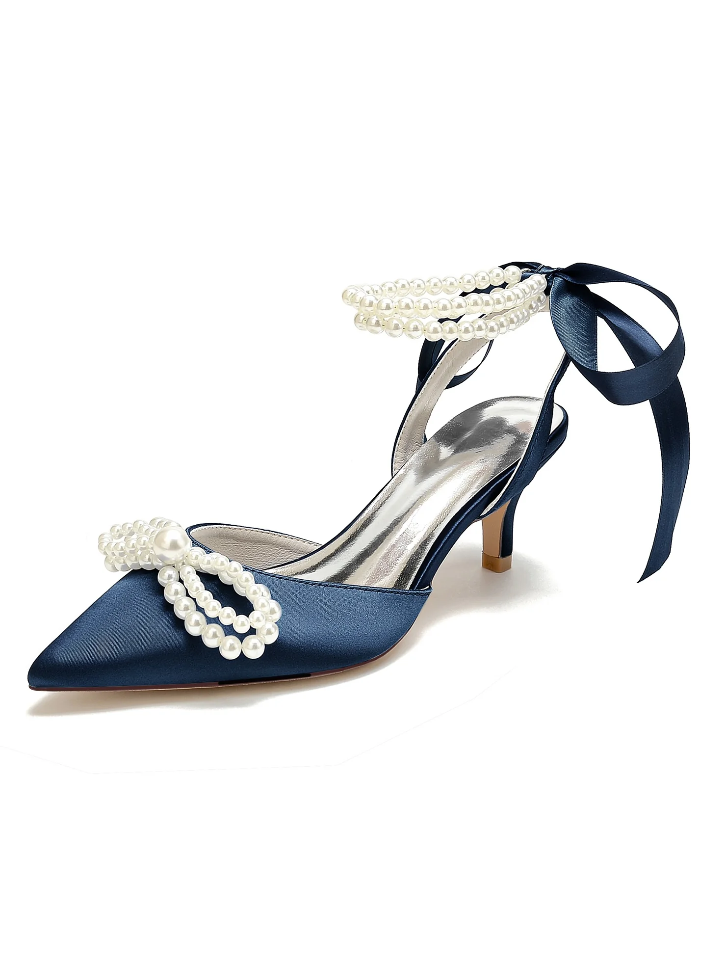 Women's Beadings Mid Heel Pointed Toe Bridal Shoes - Image 15