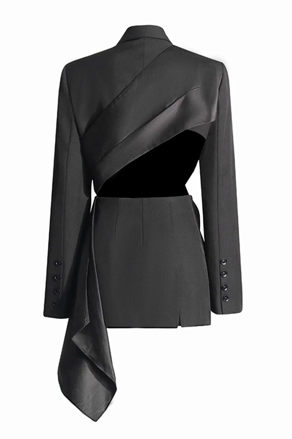 Women's Black Peak Lapel Cut-out Blazer - Image 2