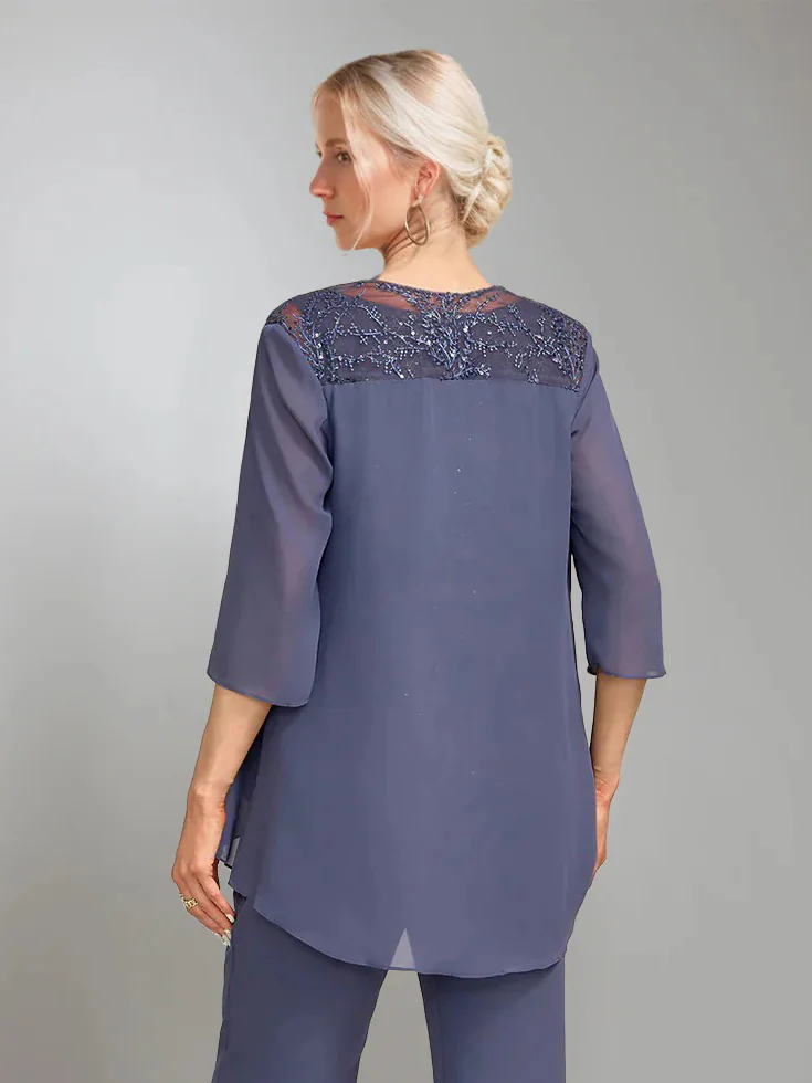 Women's Chiffon 3/4 Sleeves Jackets with Beads - Image 2