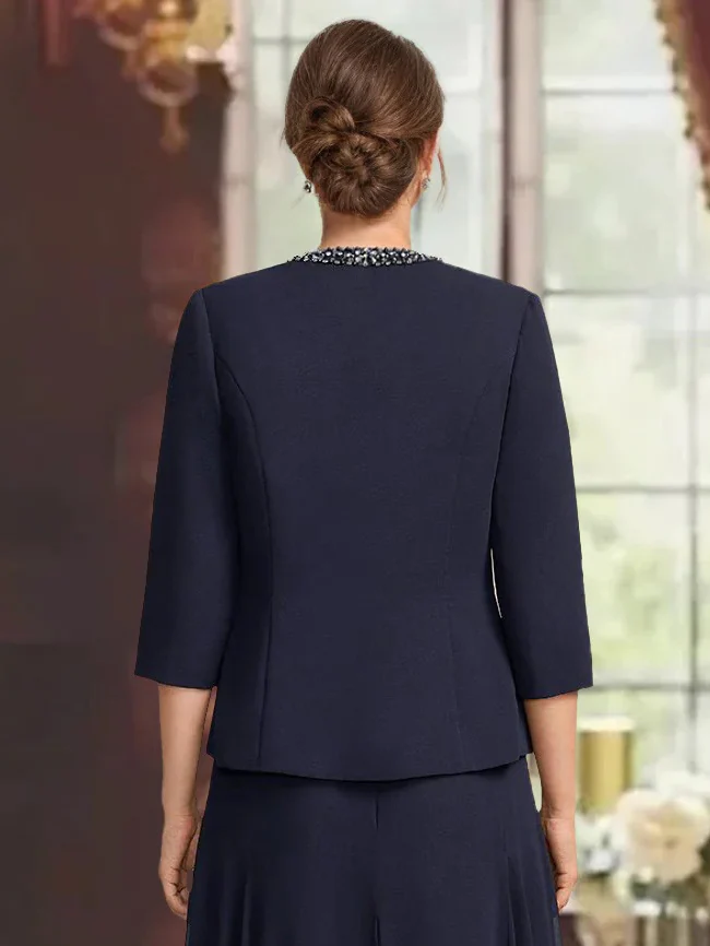 Women's Chiffon 3/4 Sleeves Open-front Jackets with Beads & Sequins - Image 2