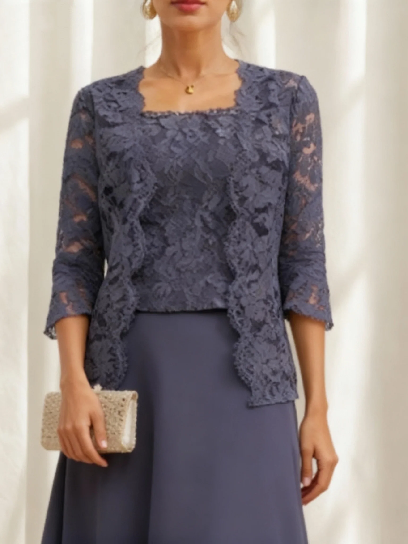 Women's Coats /Jackets 3/4 Length Sleeves Floral Lace - Image 4