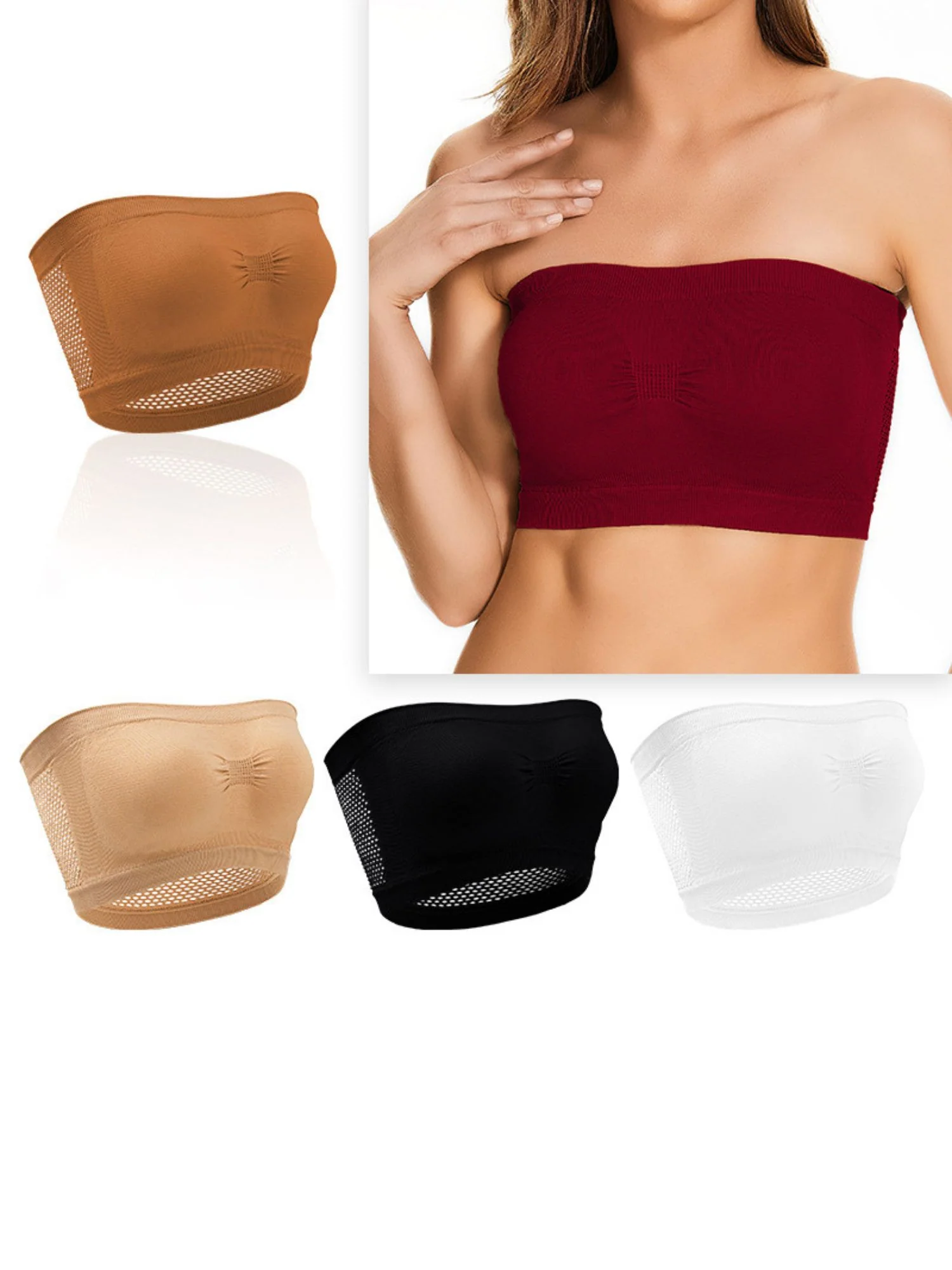Women's Daily Breathable Solid Color Strapless Bra - Image 11