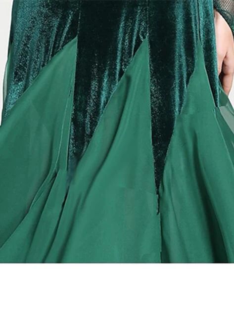 Women's Dancewear Ballroom Dance Dress Appliques Split Joint Women's Training Performance Long Sleeve - Image 7