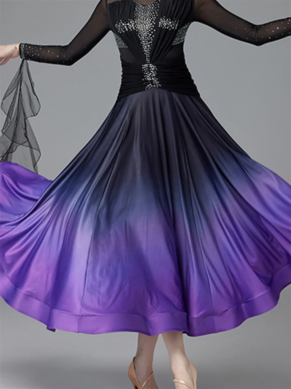 Women's Dancewear Ballroom Dance Dress Crystals/Rhinestones Women's Performance Long Sleeve - Image 2