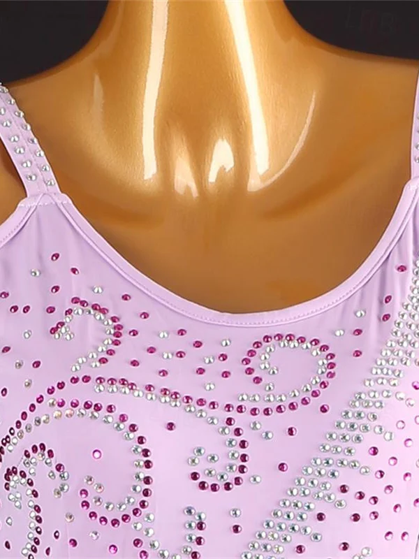 Women's Dancewear Ballroom Dance Dress Crystals/Rhinestones Women's Performance Sleeveless Spandex Organza - Image 2