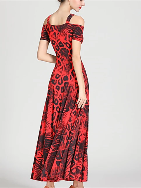 Women's Dancewear Ballroom Dance Dress Draping Pattern/Print Women's Performance Short Sleeve - Image 2