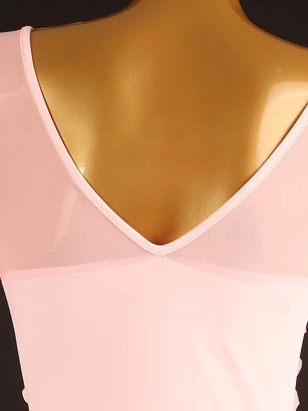Women's Dancewear Ballroom Dance Dress Pure Color Women's Girls' Performance  Long Sleeve High Chiffon Chinlon Tulle - Image 4