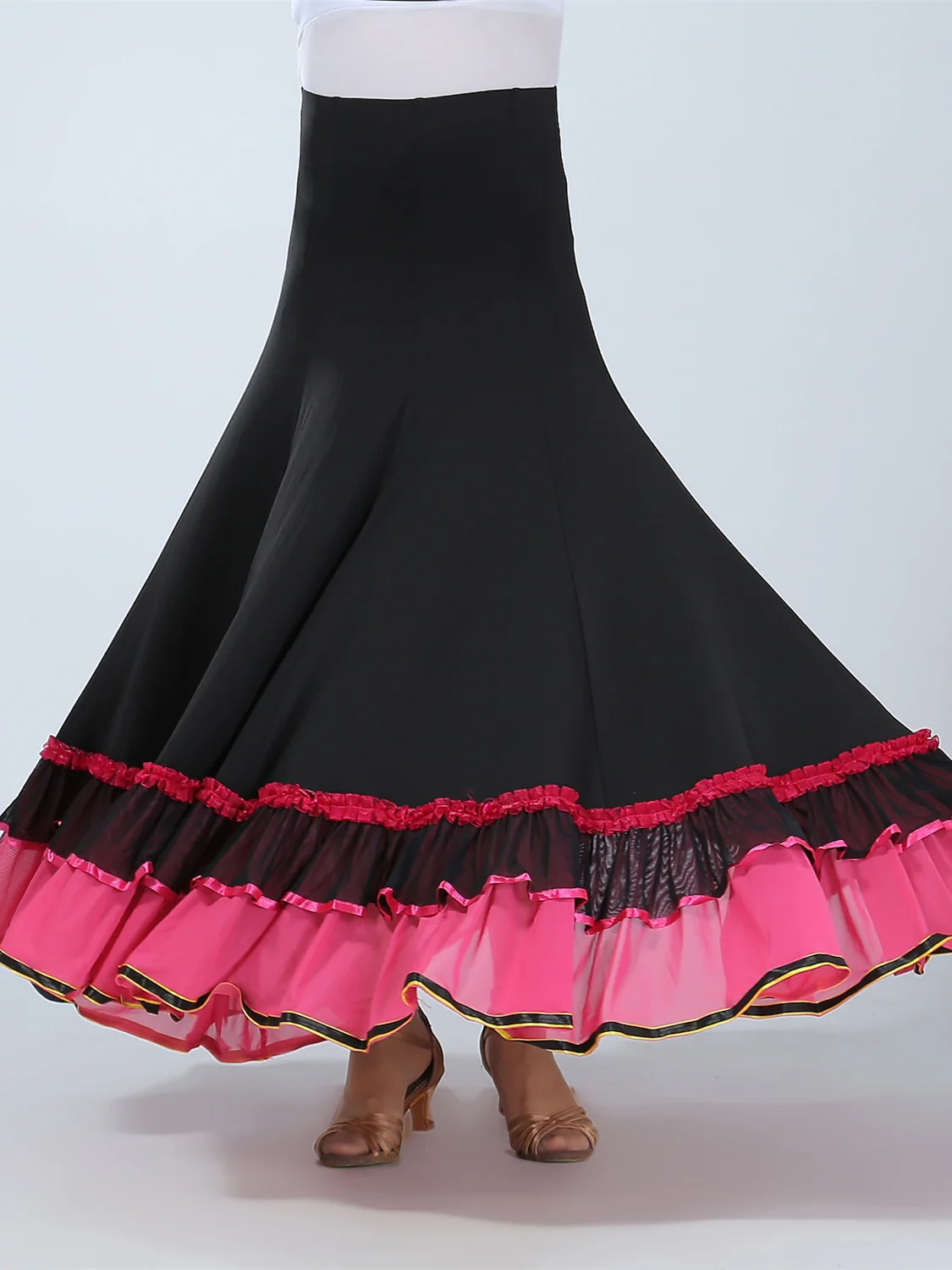 Women's Dancewear Ballroom Dance Skirts Ruffle Splicing Women's Performance Training High Polyester - Image 4