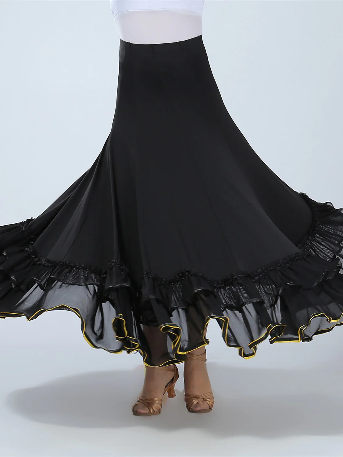 Women's Dancewear Ballroom Dance Skirts Ruffle Splicing Women's Performance Training High Polyester - Image 5