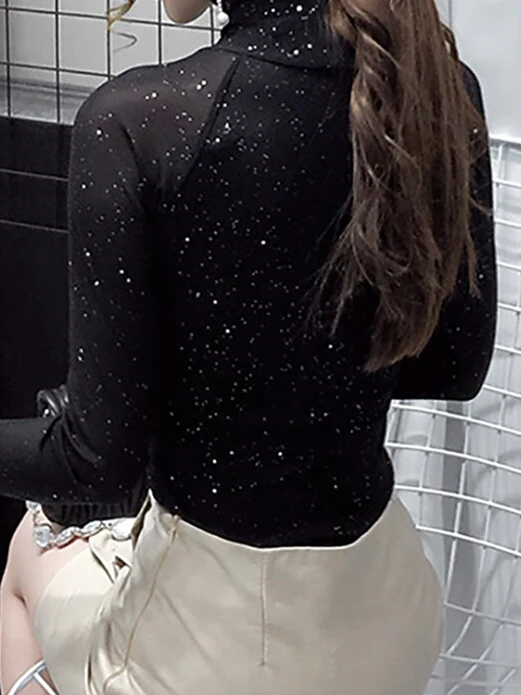 Women's Dancewear Latin Dance Ballroom Dance Top Ruching Splicing Pure Color Women's Performance Training Long Sleeve Polyester - Image 3